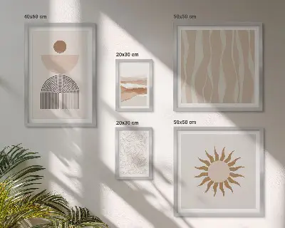 Lot de tableaux encadrés motifs géométriques inspirés par la nature
