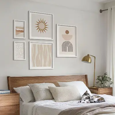 Lot de tableaux encadrés motifs géométriques inspirés par la nature