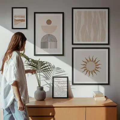 Lot de tableaux encadrés motifs géométriques inspirés par la nature