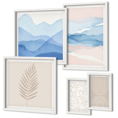 Ensemble de 5 tableaux Feuilles de paysages abstraits