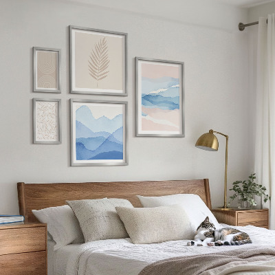 Ensemble de 5 tableaux Feuilles de paysages abstraits