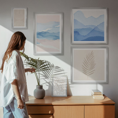 Ensemble de 5 tableaux Feuilles de paysages abstraits