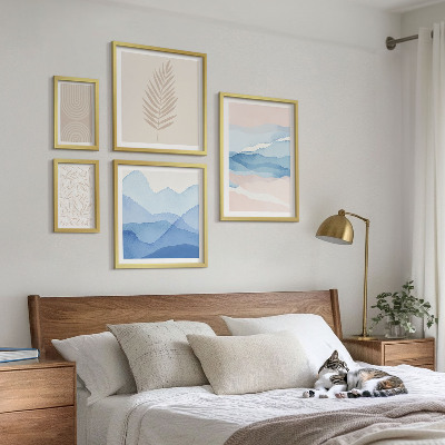 Ensemble de 5 tableaux Feuilles de paysages abstraits