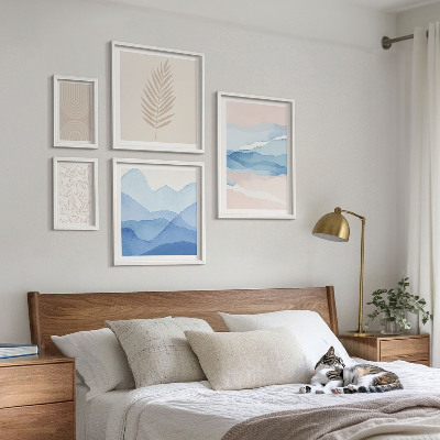 Ensemble de 5 tableaux Feuilles de paysages abstraits