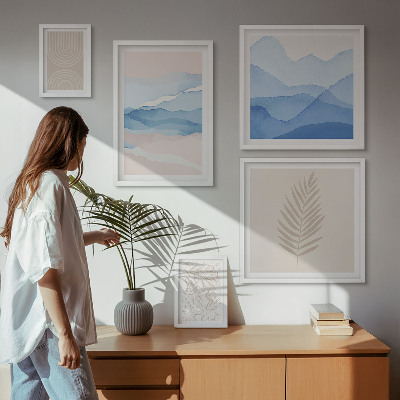 Ensemble de 5 tableaux Feuilles de paysages abstraits
