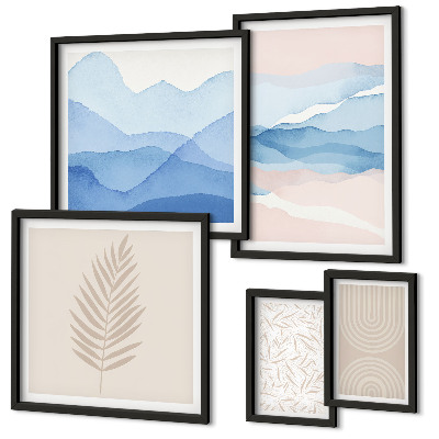 Ensemble de 5 tableaux Feuilles de paysages abstraits