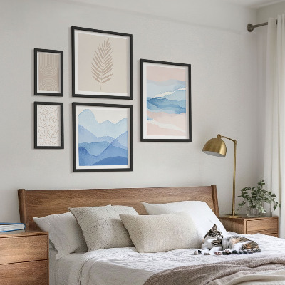 Ensemble de 5 tableaux Feuilles de paysages abstraits