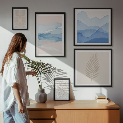 Ensemble de 5 tableaux Feuilles de paysages abstraits