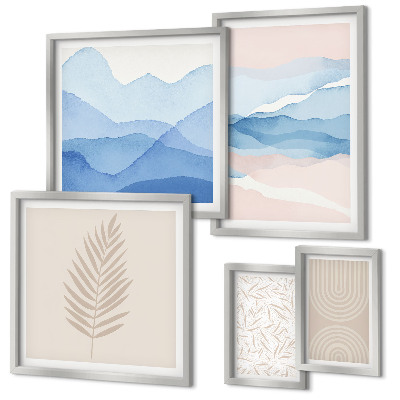 Ensemble de 5 tableaux Feuilles de paysages abstraits