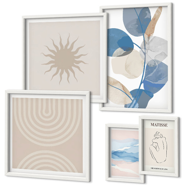 Lot de tableaux encadrés Plantes abstraites élégantes