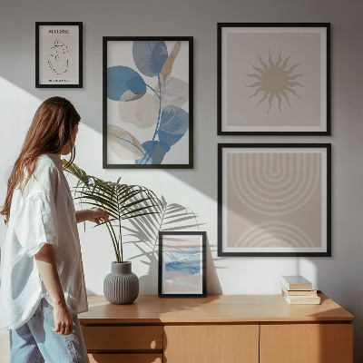 Lot de tableaux encadrés Plantes abstraites élégantes