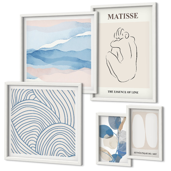 Ensemble de 5 tableaux Graphismes abstraits stylisés sur la nature