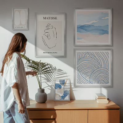 Ensemble de 5 tableaux Graphismes abstraits stylisés sur la nature