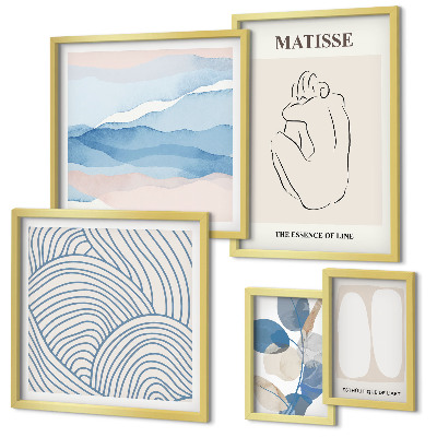 Ensemble de 5 tableaux Graphismes abstraits stylisés sur la nature