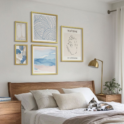 Ensemble de 5 tableaux Graphismes abstraits stylisés sur la nature