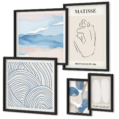 Ensemble de 5 tableaux Graphismes abstraits stylisés sur la nature