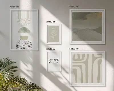 Lot de tableaux encadrés graphismes nature aux couleurs pastel élégantes