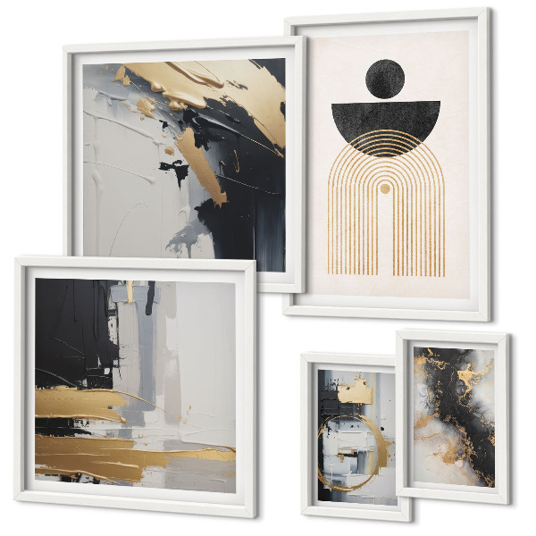 Ensemble de 5 tableaux Compositions modernes abstraites