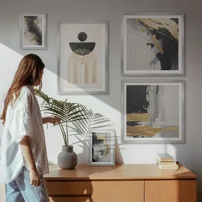 Compositions modernes abstraites ensemble de 5 tableaux