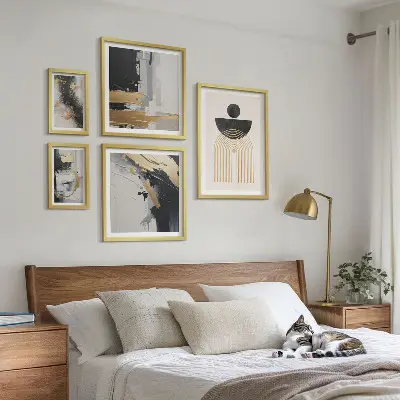 Compositions modernes abstraites ensemble de 5 tableaux