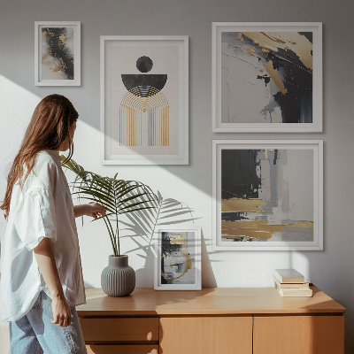 Ensemble de 5 tableaux Compositions modernes abstraites