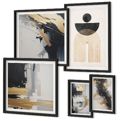 Ensemble de 5 tableaux Compositions modernes abstraites