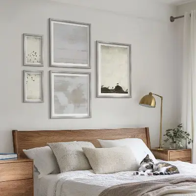 Oiseaux minimalistes en vol ensemble de 5 tableaux