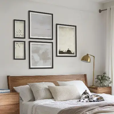 Oiseaux minimalistes en vol ensemble de 5 tableaux