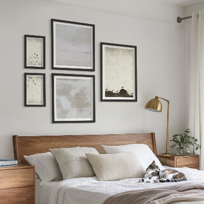 Ensemble de 5 tableaux Oiseaux minimalistes en vol
