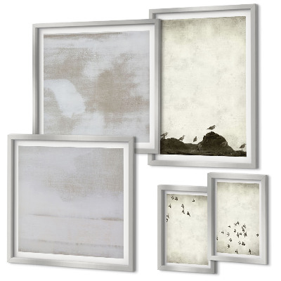 Ensemble de 5 tableaux Oiseaux minimalistes en vol