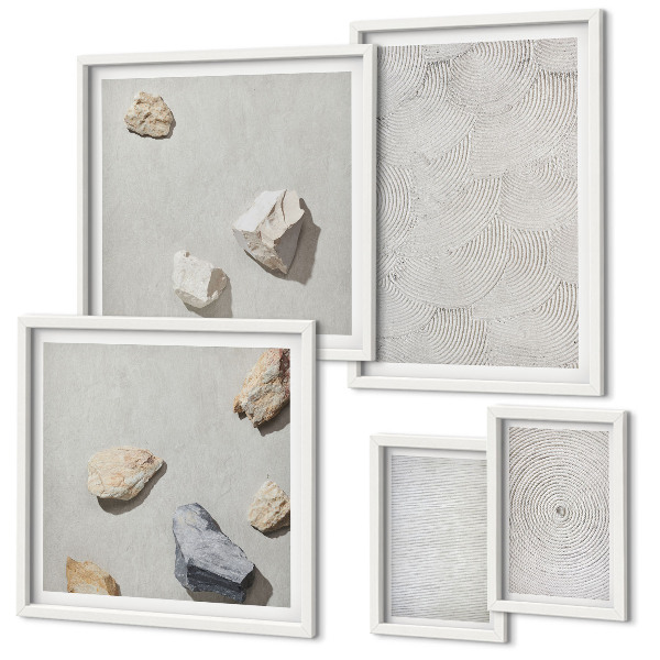 Ensemble de 5 tableaux Pierres géométriques en carton