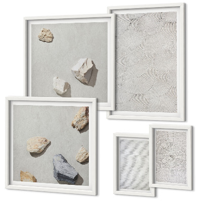 Ensemble de 5 tableaux Pierres géométriques en carton