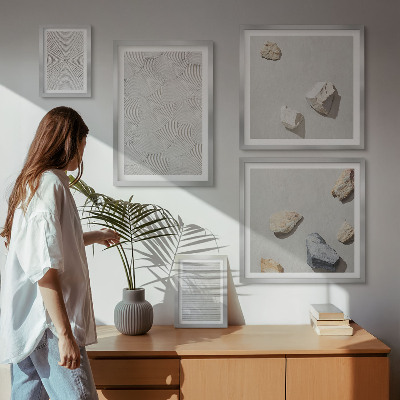 Ensemble de 5 tableaux Pierres géométriques en carton