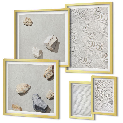 Ensemble de 5 tableaux Pierres géométriques en carton