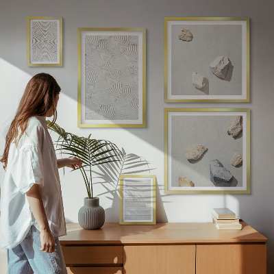 Ensemble de 5 tableaux Pierres géométriques en carton