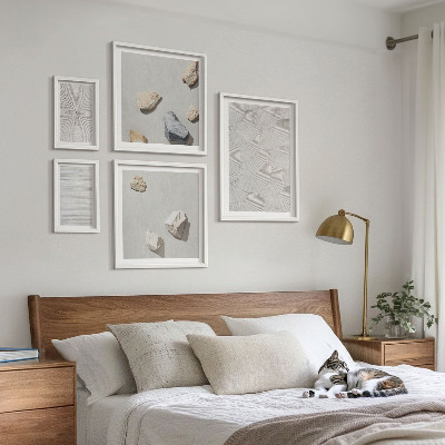 Ensemble de 5 tableaux Pierres géométriques en carton