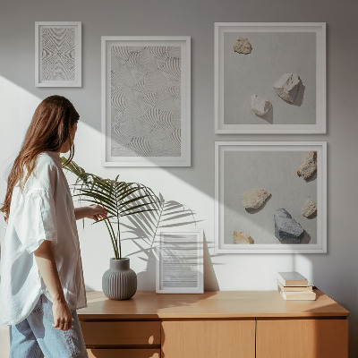 Ensemble de 5 tableaux Pierres géométriques en carton