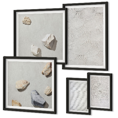 Ensemble de 5 tableaux Pierres géométriques en carton