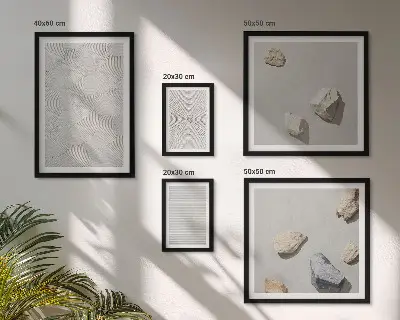 Ensemble de 5 tableaux représentant des pierres géométriques en carton