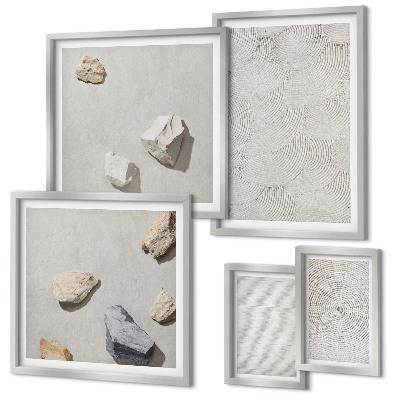 Ensemble de 5 tableaux Pierres géométriques en carton