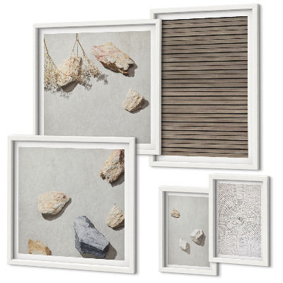 Ensemble de 5 tableaux Textures naturelles bois pierres