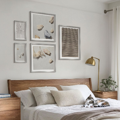 Ensemble de 5 tableaux Textures naturelles bois pierres