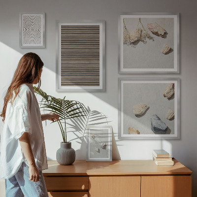 Ensemble de 5 tableaux Textures naturelles bois pierres