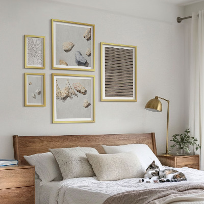 Ensemble de 5 tableaux Textures naturelles bois pierres