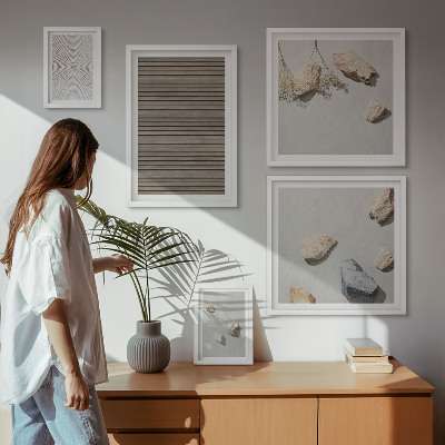 Ensemble de 5 tableaux Textures naturelles bois pierres