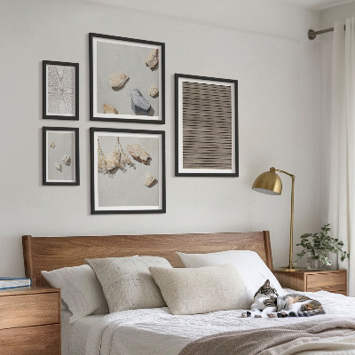 Ensemble de 5 tableaux Textures naturelles bois pierres