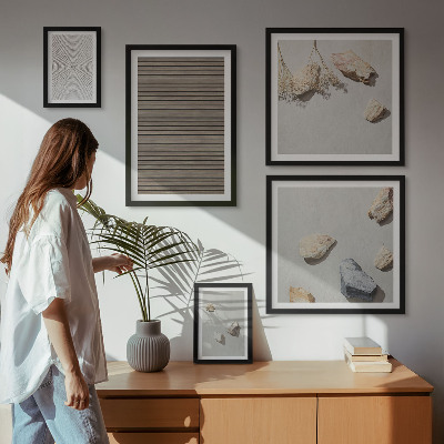 Ensemble de 5 tableaux Textures naturelles bois pierres