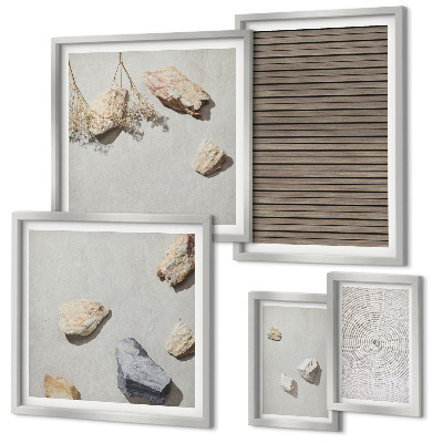 Ensemble de 5 tableaux Textures naturelles bois pierres