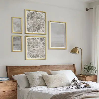 Ensemble de 5 tableaux au design moderne aux textures usées