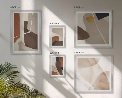 Lot de tableaux encadrés motifs abstraits modernes